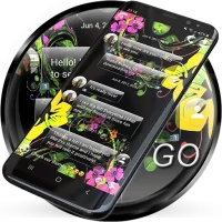 SMS Theme Glass Black Flowers